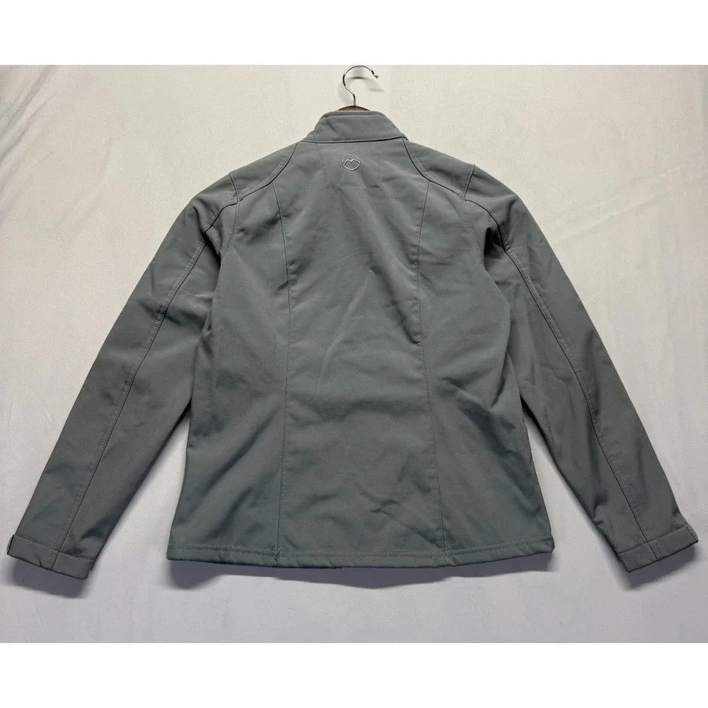 Magellan Outdoor Softshell Jacket Girls Large Gray Logo Faux Fur‎ Lined Full Zip